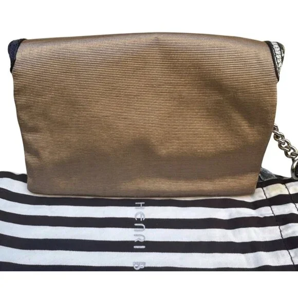 Henri Bendel Rare Neon Lime Cobalt Snakeskin Envelope Wristlet - Picture 7 of 15